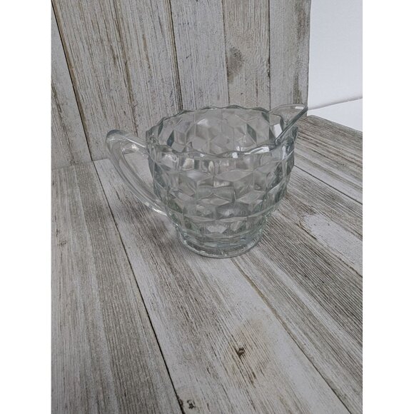 Whitehall Clear By Colony Glass Creamer 2 1/2" Cubist - Picture 2 of 7